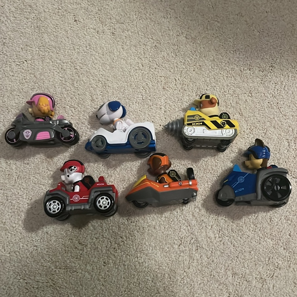 Paw patrol vehicles and action figures